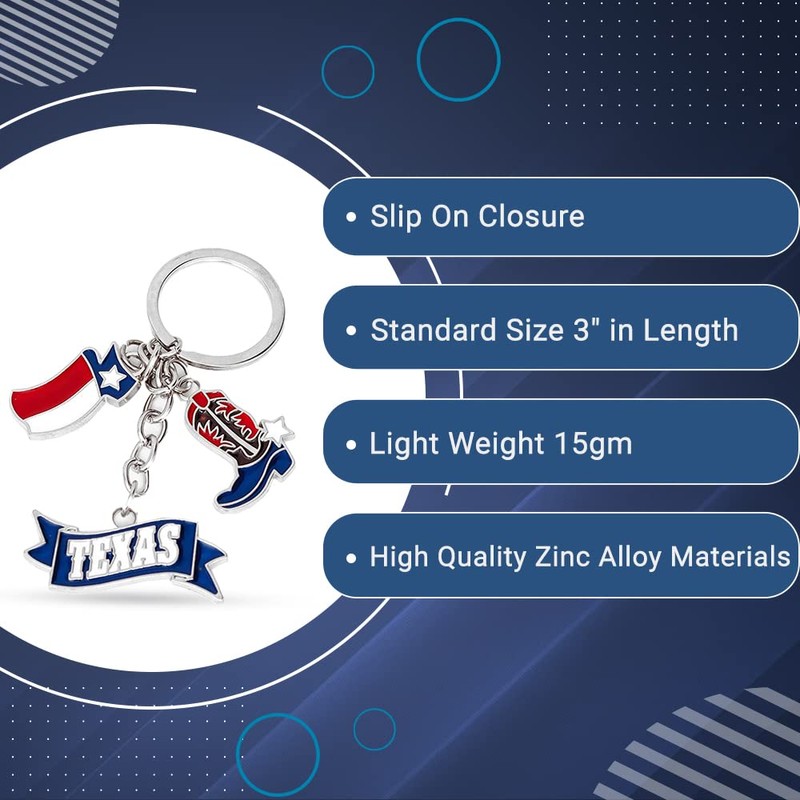 Lamatar1 Texas Souvenir Keychain Metalic (Texas Boot and Charm Keychain)
