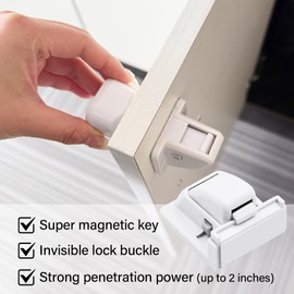 kimitimi 24 Pack Magnetic Cabinet Locks Baby Proofing - Child Safety Cabinet Latch Locks with Adhesive, No Drill or Tools Installation, for Cabinets Drawers Doors