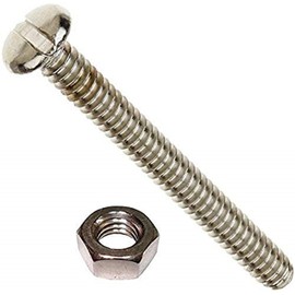 Merriway BH03613 (25 Pcs) Slotted Pan Head Machine Screws with Nuts, M5 x 40mm (3/16 inch x 1.1/2 inch) Bright Zinc Plated - Pack of 25 Pieces