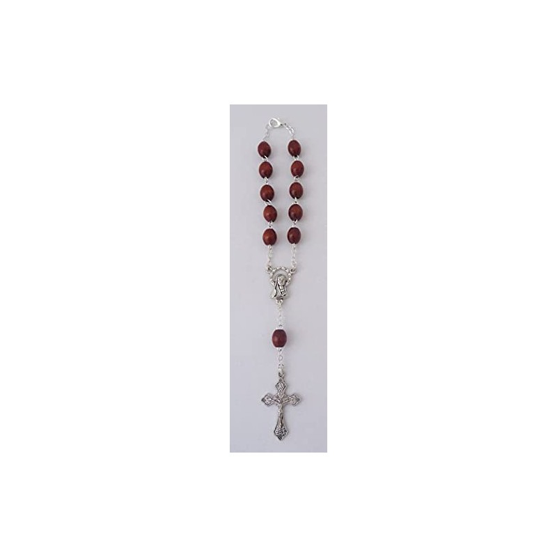 Finger Rosary Light Brown Wood Chained