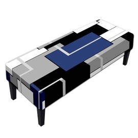 MCALK Navy Blue Stretch Dining Bench Cover, Washable Geometric Bench Seat Protector Cover,Anti-Dust Removable Black Bench Slipcover for Kitchen, Living Room, Bedroom