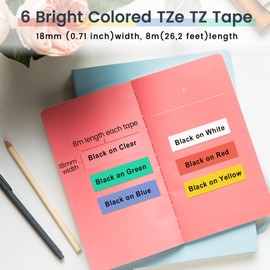 Markurlife Compatible with Brother 18 mm TZe-241 TZe-141 TZe-441 TZe-541 TZe-641 TZe-741 P touch tapes TZ tape TZe 18 mm 0.7 label tape for Brother PTouch PT-D400 P710BT D400VP D600VP P750W D450 00VP