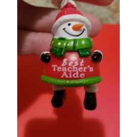 Unbranded Best Teacher's Aide Snowman Christmas Ornaments
