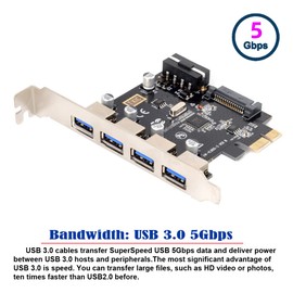 CY Card 4 Ports PCI-E to USB 3.0 HUB PCI Express Expansion Adapter 5Gbps for Motherboard