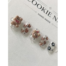 ⭐️ [Mongul Teddy] Handmade nail tips ⭐️ - Long Square / ⭐️ [몽글 테디] 수제 네일 팁 ⭐️ - 롱스퀘어