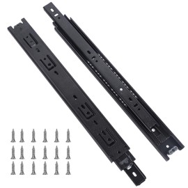 KINJOEK 2 PCS 14 Inch Ball Bearing Drawer Slides, Heavy Duty Metal Under Mount Table Extension Slides Tray Accessories, Cabinet Furniture Rails Rack, Black