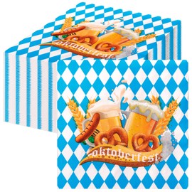 HOWAF 60pcs Oktoberfest Napkins, Blue White Plaids Oktoberfest Paper Napkin Bulk Octoberfest Disposable Napkins for Bavarian Beer Festival Table Decorations German Beer Festival Party Supplies