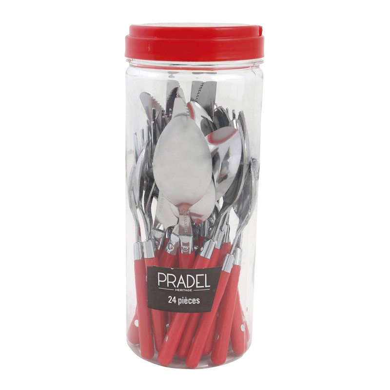 Pradel Heritage 518154 Cutlery Set 24 Pieces Stainless Steel/Plastic Red