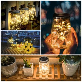 Urvoix Urvoix Solar Mason Jar Lights - 8 Pack 30 LED Solar Fairy Lights Outdoor, Waterproof Mason Jar Lids Lights Solar Powered String Lights with Hangers(NO Jars) for Garden Patio Lantern Decor