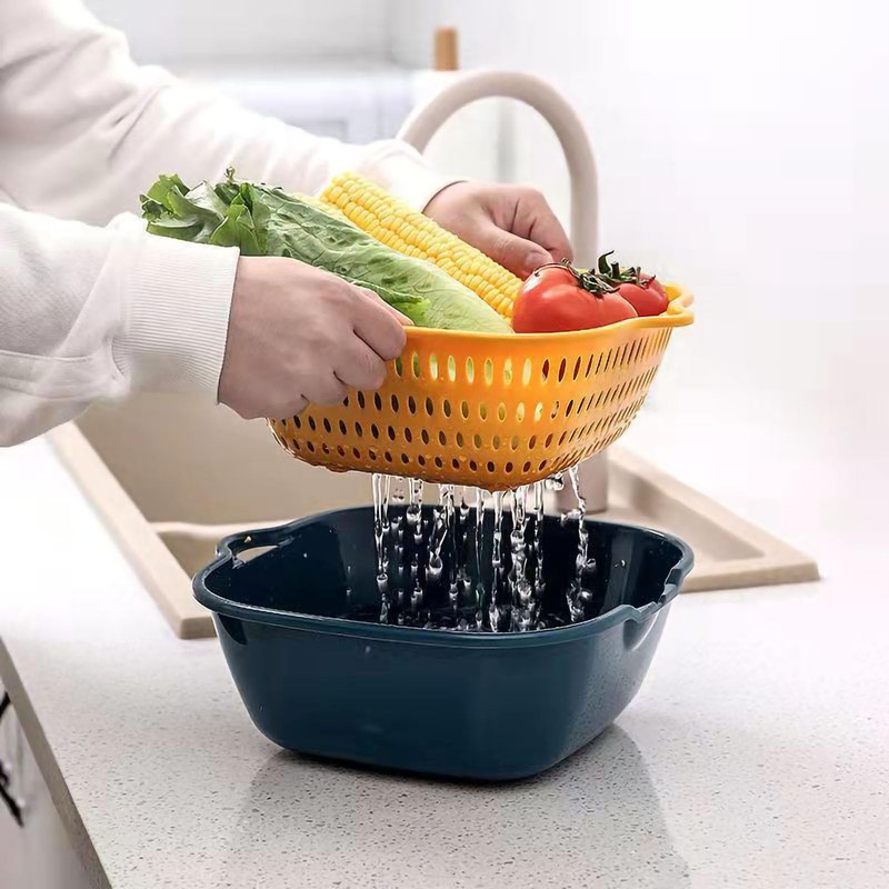 HAOHIZE Plastic Kitchen Strainer Bowl Set, Pasta Strainer Plastic, Sieve