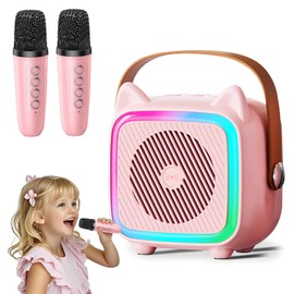MEETOZ Mini Portable Karaoke Machine with 2 Bluetooth Wireless Microphones, Birthday Gifts for Girls Toys Age 3-15 Year Old Girls Gifts Birthday Presents Christmas Xmas Gifts for Kids Toys