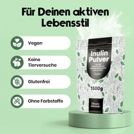Inulin Powder 1500 g (1.5 kg) - From Chicory Root & No Additives - Fibre for Digestion & Intestinal Flora - 300+ Days Supply - Vegan & Produced in Germany