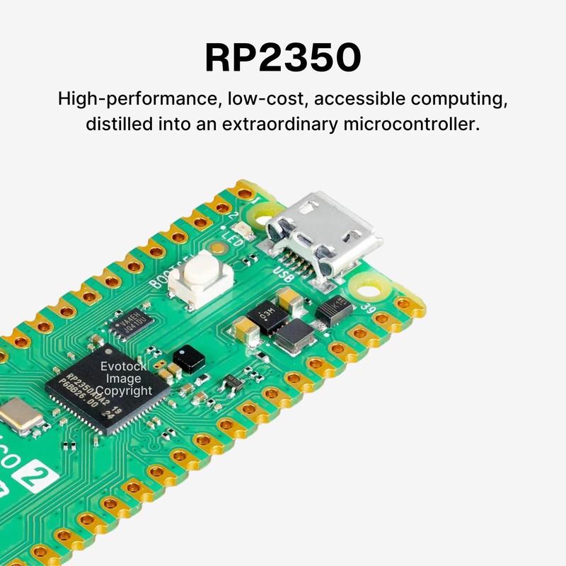 Pi Pico 2 RP2350 Microcontroller Board - Dual-Core ARM &
