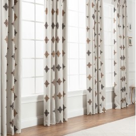 Chanasya Premium 2-Panel Traverse Damask Room Darkening Curtains - 3-in-1 Back Tab, Rod Pocket, Ring Tab - for Windows Living Room Bedroom - Room Darkening Drapes 52 x 63 Inches - Chocolate