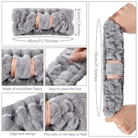4 Pack Microfiber Headbands Spa Facial Headbands Makeup Headbands Elastic Terry Cloth Head Wrap for Women Girls Washing Face Makeup Shower Yoga Sports (Gray)