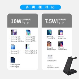 Wireless Charger, 2 in 1 Qi Certified, Fast Charging, Lamp Included, Apple Earphone Charger, Apple Smartphone Charging Stand, Simply Place Charging, Simultaneous Charging, Apple Earphone Pro/3/2,