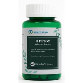 Sanavit Sayab – H-DETOX | Suplemento Hepático Natural con Alcachofa, Cardo Mariano, Diente de León y Sábila | Apoya función hepática, metabolismo y digestión | 60 cápsulas