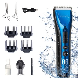 Barberboss Wiederaufladbarer Bartschneider, Professioneller Rasierer für Männer & Jungen, Drei Geschwindigkeitseinstellung, Schnurloser Haarschneider Herren, Wasserdichtes Design, All-in-One