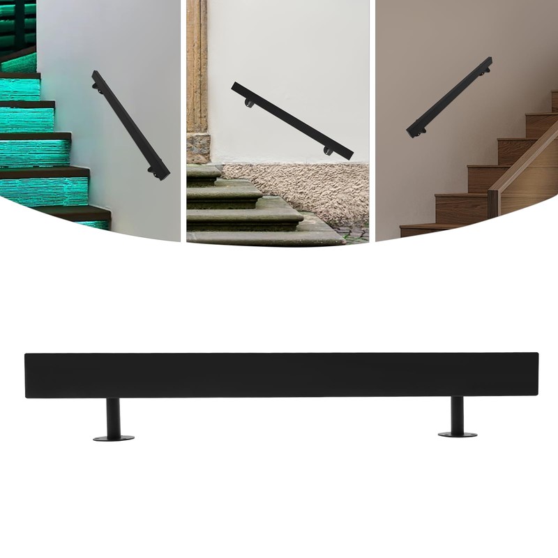 DYNAMI 3FT Black Stainless Steel Handrail,Wall Mounted Flat Rectangle Staircase