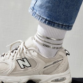 KissYan Gold Layered Ankle Bracelets for Women, Dainty 14k Gold Plated Layering Anklets Set Adjustable Fashion Cuban Link Snake Tennis Chain Ankles Summer Beach Foot Jewelry Gifts for Women