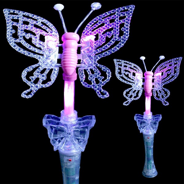 Fun Central LED Light Up Colorful Butterfly Wand for Kids with Sound - Glow Wand for Princess Party Supplies