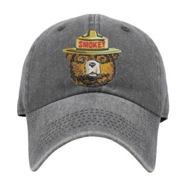 ALLNTRENDS Smokey Bear Hat Pigment Washed US Forest Service Cotton Baseball Cap (Gray)
