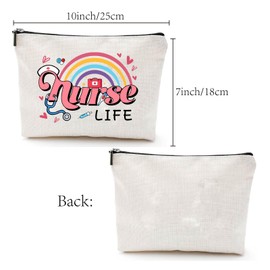 CREATCABIN Nurse Makeup Bags Canvas Nurse Survival Kit Bag Cosmetic Bag Multi Purpose Pen Case Zipper Toiletry Travel Bag Case Purse Pouches Portable Gifts for Women Nursing Practitioner 10x7Inch
