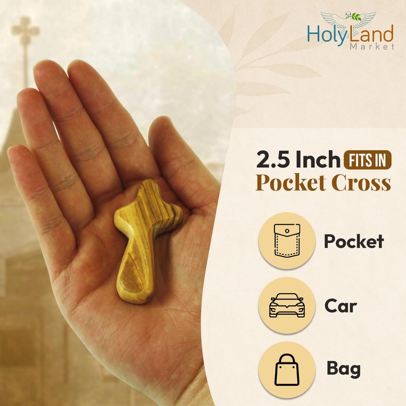 Holy Land Market Pocket Crosses - 50, 2.5 Inch Handmade