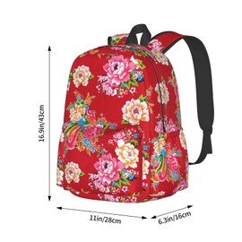 famliihw Red Flower Backpack Bookbag School Backpacks Laptop Backpack Multipurpose Tote Casual Daypack for Kids Boys Girls Men Women Travel Hiking