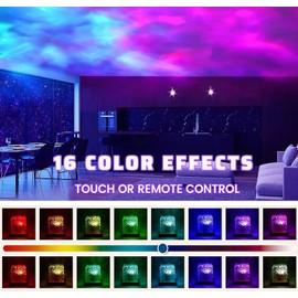 Ocean Lamp, Galaxy Lamp LED Polar Light Lamp Starry Sky Projector with Remote Control USB Water Wave Lamp, 16 Square Colours Night Light Lamp, for Bedroom, Living Room, Party, Date [Energy Class G]