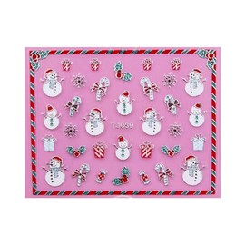 Christmas Man Candycanes Snowflakes 3D Nail Stickers Tj052 Tj060 Silver Nail Wraps Stickers Manicure Supplies for Women Nails Full Long Lasting Easy Apply and Remove