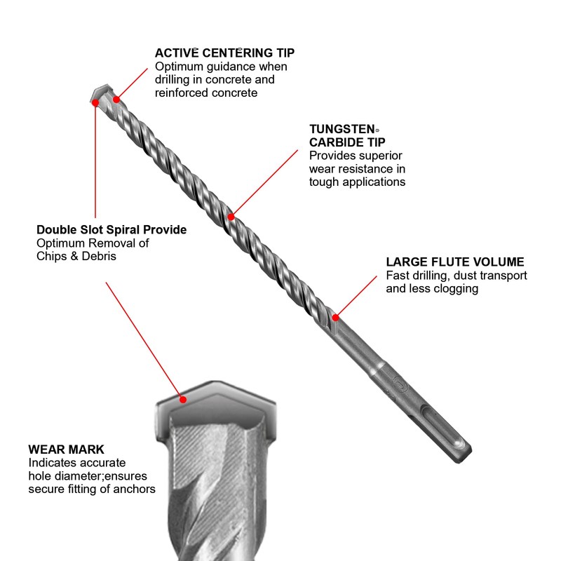 SALI 10PCS SDS Plus Rotary Hammer Drill Bit Concrete Drill