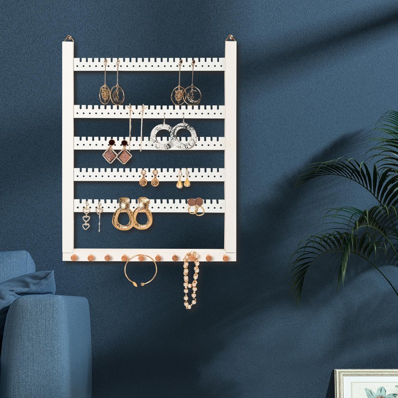 Wall Mounted Earring Organizer, Earring Holder Organizer Wall,Solid Wood Earring