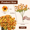 12 Bundles Artificial Fall Flowers, UV Resistant Faux Mums for