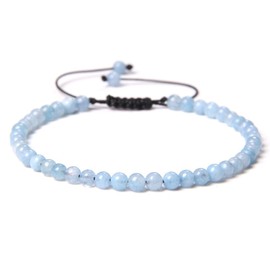 JENCVNL Natural Stone Bracelet 4 mm Genuine Natural Stone Bracelet Women's Adjustable Pearl Bracelets Gemstone Bracelet Gemstone Bracelets for Women, Natural crystal stone, Natural