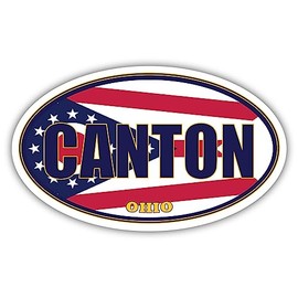 3 Pack 2x3 inches | Canton City Ohio State Flag | OH Flag Stark County Oval State Colors Construction Toolbox, Hardhat, Lunchbox, Helmet, Mechanic, Luggage