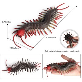 Bagima Realistic Animal Toy High Simulation Rubber Animal Model Figures Soft Fake Squeezing Toys Stress Relief Decompression Toy Children Prank Props Centipedes