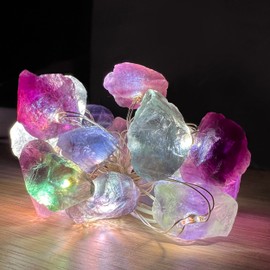 Nature Colorful Fluorite String Lights 6.5 FT 20 LED String Lights for Bedroom USB/Battery Operated Sea Glass Crystal Decor Perfect Decorative Lights for Bedroom Sea Glass Christmas Tree Kit
