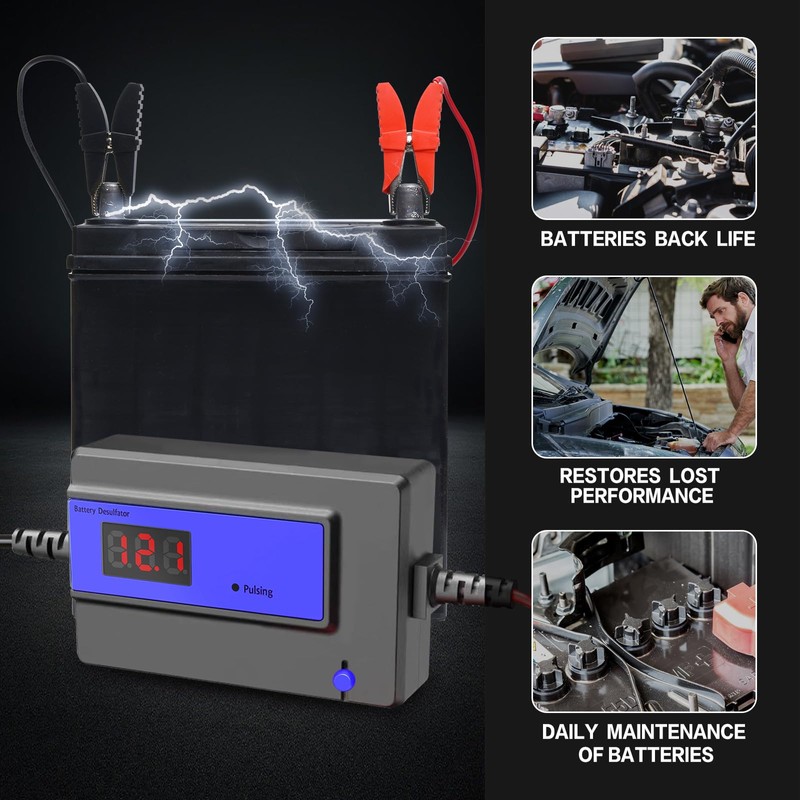 12V,24V,36V,48V Battery Desulfator, Automatic Plus Repair Reconditioner Extend Battery Life