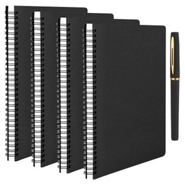 VAIGU:OA Notebook A5 Squared, Pack of 4 Notebooks Spiral Bound 14 x 21 cm 100 g/m² Paper A5 Checked 5 mm Notebook A5, Dark Blue Spiral Notebook Diary - 60 Sheets/120 Pages Notepad A5 Sketches Checked
