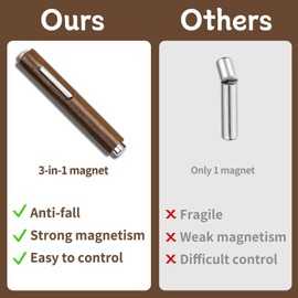 uadbau Cat Eye Magnet for Nails, Multi-Functional Wooden Handle Nail Magnet Pen, 3-in-1 Cylindrical Art DIY Tool for Stunning Cat Eye Gel Polish Design (Black Walnut)