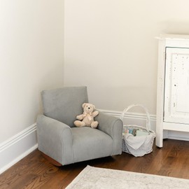 The Rose Hill Company Kid Rocking Chair for Toddlers, Child Chair for Little Kids, Upholstered Toddler Armchair for Children, Comfy and Cute Little Kid Chairs (Rockers, Grey)