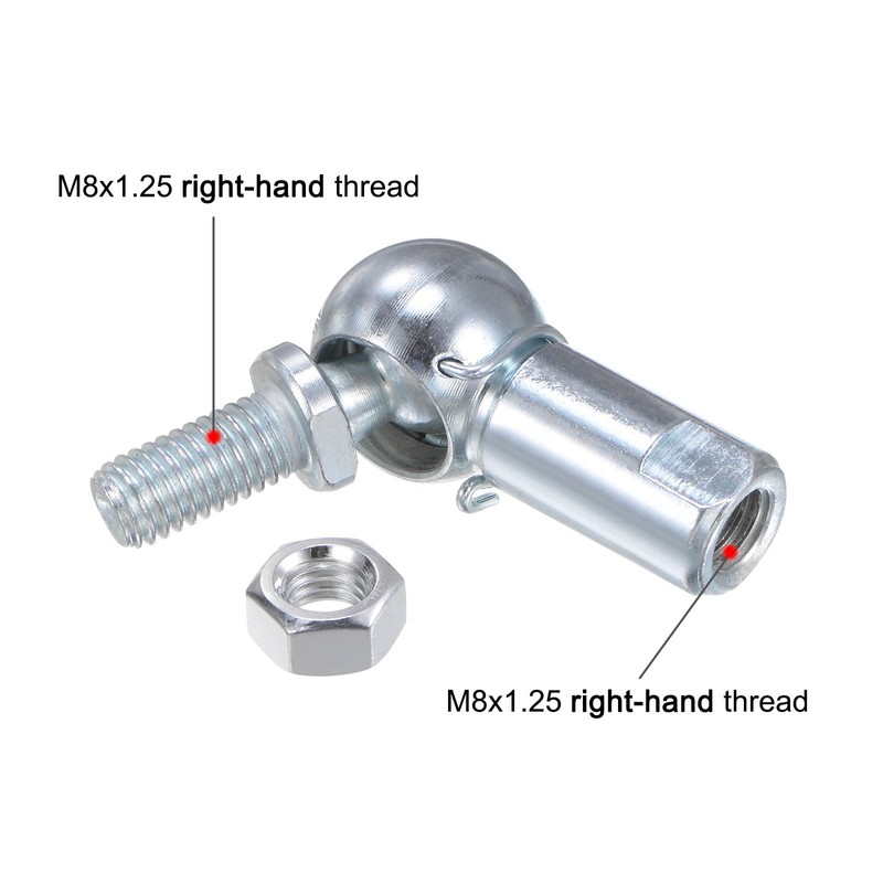 uxcell 4pcs CS13 M8 Angle Ball Joint, M8x1.25 Right Hand