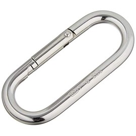 Trusco TPKB-8(P) Petite Carabiner, Stainless Steel, Silver, 0.3 inches (8 mm), One-touch Attachment and Removal