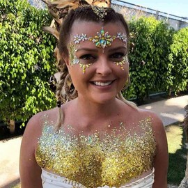 Chicque Rhinestone Face Jewels Mermaid Face Gems Glitter Crystal Eyes Face Stickers Stone Rave Party Festival Sticker Jewels for Women and Girls 2PCS (C)