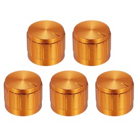 uxcell 5pcs Potentiometer Knob Knurled Shaft Golden Aluminum 6mm Shaft Dia. Rotary Knob 21mmx17mm Guitar Volume Control Knob