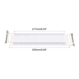 sourcing map Air Vents Cover, 1Pcs 250 x 80mm - Aluminum Alloy Mesh Air Return Vent Cover, Rectangle Louvered Ventilation Grille for Shoe Cabinet Wardrobe (White)