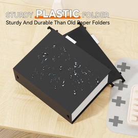 NORDUN Plastic Extra Capacity Hanging File Folder Letter Size,Heavy Duty 3 inch Expansion,Reinforced Black Large Hanging Folders,Adjustable Tabs,Filing Cabinet Folders for Bulky Files Office,12 Pack