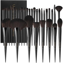 Docolor Makeup Brushes 30 Pieces Professional Makeup Brush Set Premium Synthetic Hair Kabuki Face Blush Eyeshadow Foundation Powder Cosmetic Make Up Brush Kit, Black Obsidian Series