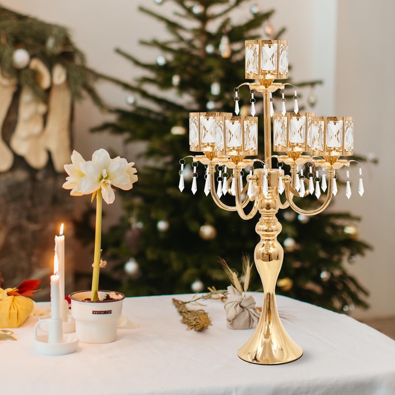 Tall Floor Candle Holders - 2Pcs Gold Candelabra for Wedding